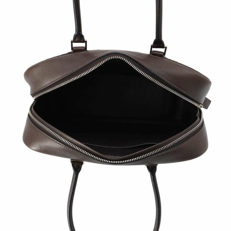 エルメス ハンドバッグ プリュム28 ブラウン/シルバー金具 ハラコ/スイフト □K刻印