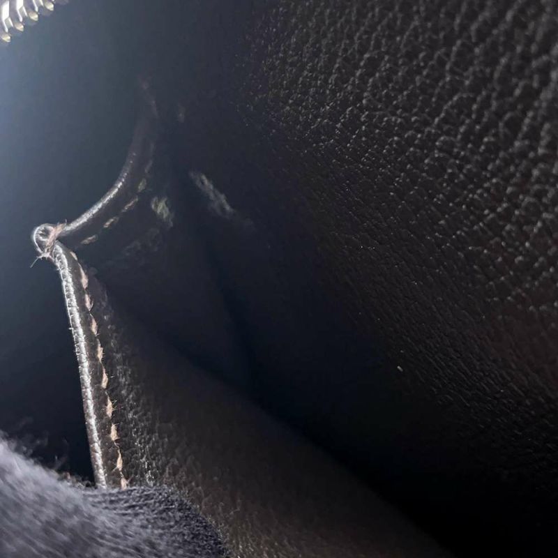 エルメス ハンドバッグ プリュム28 ブラウン/シルバー金具 ハラコ/スイフト □K刻印