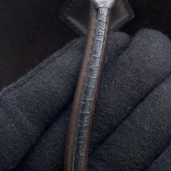 エルメス ハンドバッグ プリュム28 ブラウン/シルバー金具 ハラコ/スイフト □K刻印