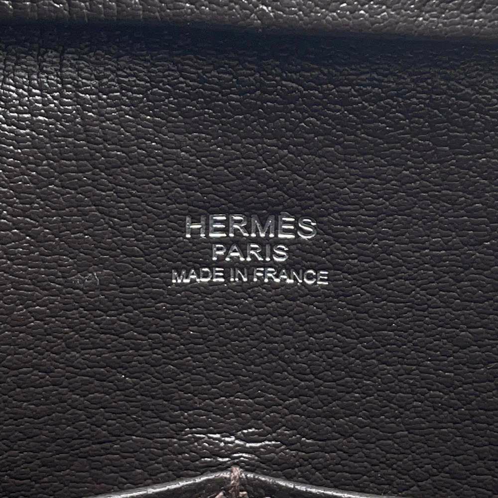 エルメス ハンドバッグ プリュム28 ブラウン/シルバー金具 ハラコ/スイフト □K刻印