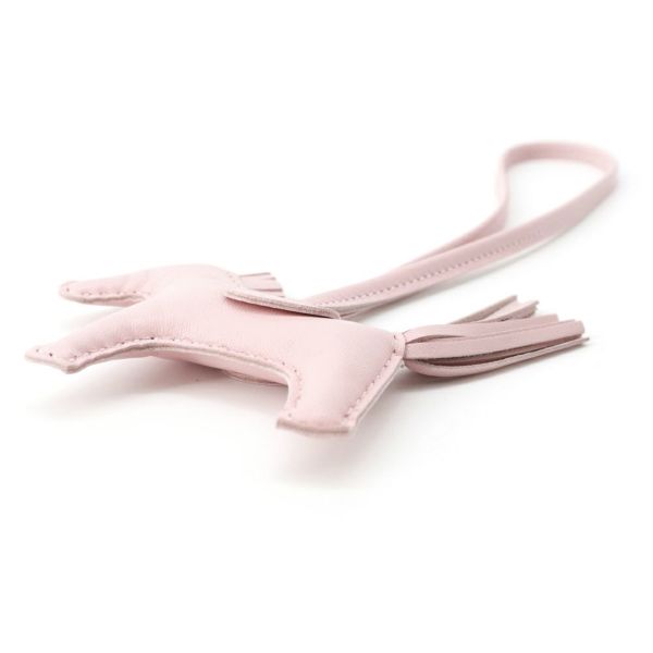 エルメス バッグチャーム ロデオPM ローズサクラ ラムスキン W刻印