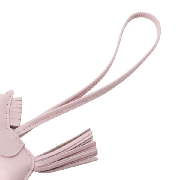 エルメス バッグチャーム ロデオPM ローズサクラ ラムスキン W刻印