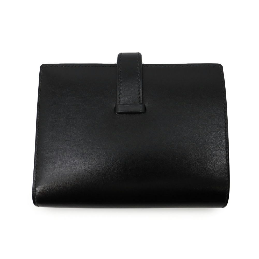 エルメス 二つ折り財布 ベアンコンパクト モノクローム ブラック/ブラック金具 ボックスカーフ W刻印 黒