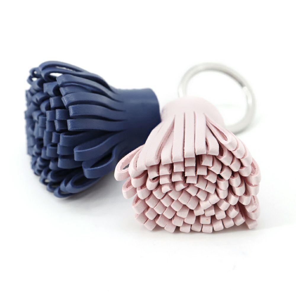 エルメス キーホルダー カルメン ウノドス ブルードマルト/ローズダーリン/シルバー金具 ラムスキン