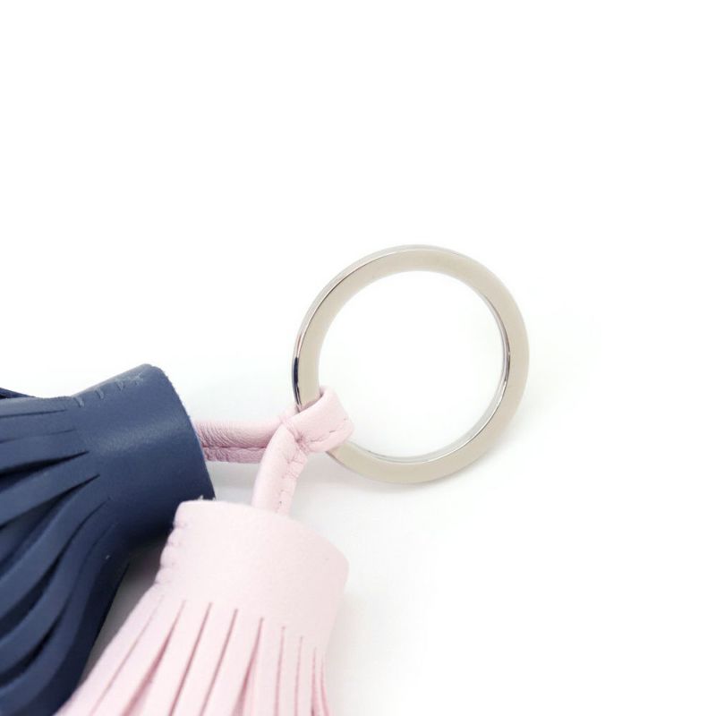 エルメス キーホルダー カルメン ウノドス ブルードマルト/ローズダーリン/シルバー金具 ラムスキン
