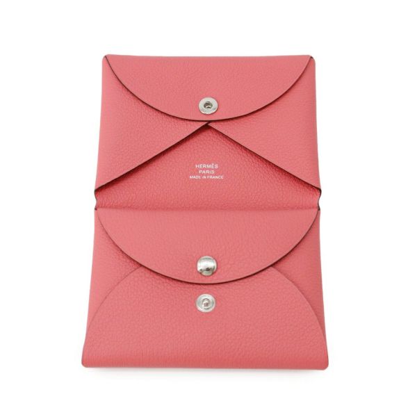 エルメス コインケース カルヴィ デュオ ローズアザレ/シルバー金具 エバーカラー W刻印 財布