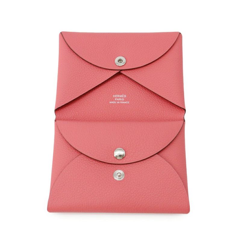 エルメス コインケース カルヴィ デュオ ローズアザレ/シルバー金具 エバーカラー W刻印 財布