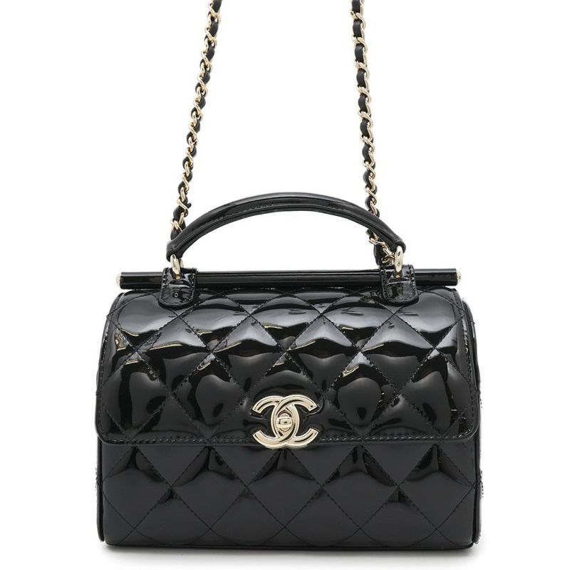 シャネル チェーンショルダーバッグ ココマーク マトラッセ パテント AS4511 CHANEL 黒