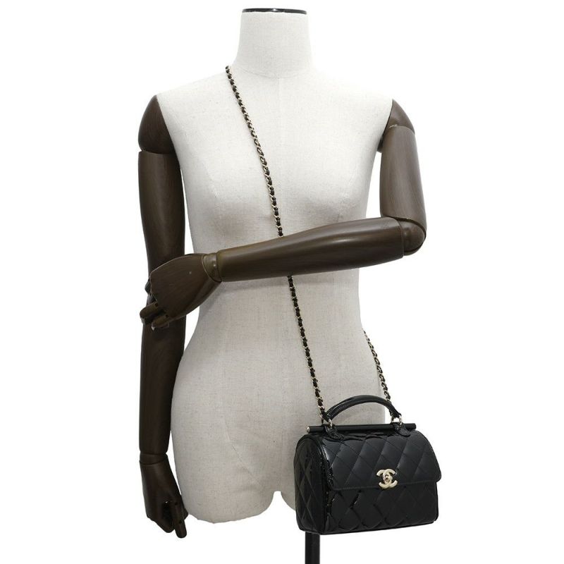 シャネル チェーンショルダーバッグ ココマーク マトラッセ パテント AS4511 CHANEL 黒
