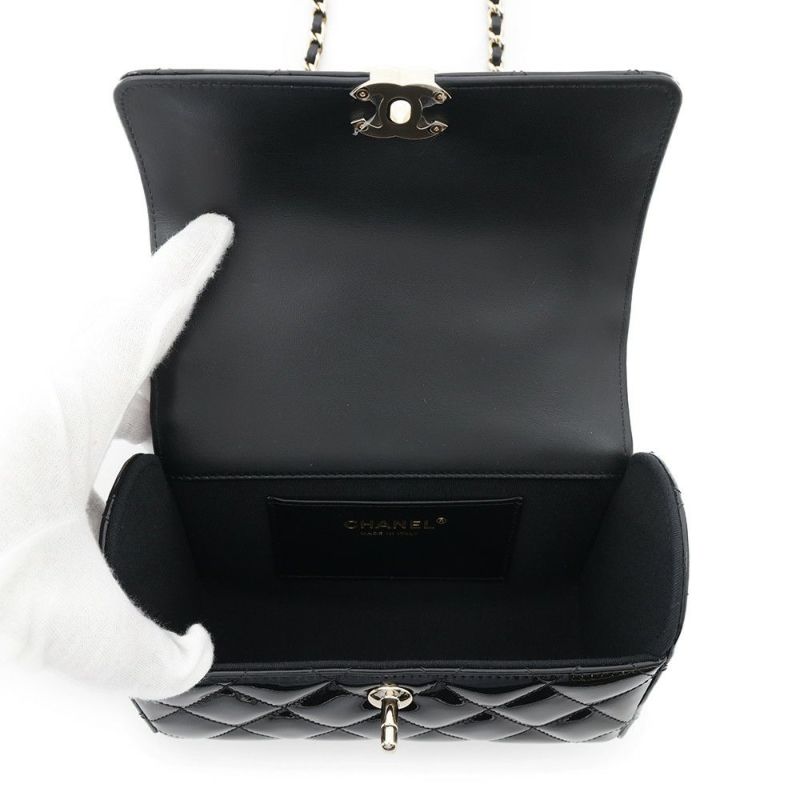 シャネル チェーンショルダーバッグ ココマーク マトラッセ パテント AS4511 CHANEL 黒