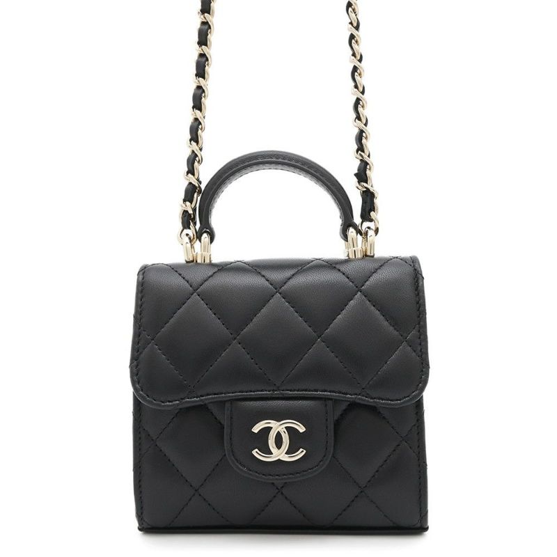 シャネル チェーンショルダーバッグ マトラッセ ココマーク チェーンクラッチ ラムスキン AP2682 CHANEL 黒
