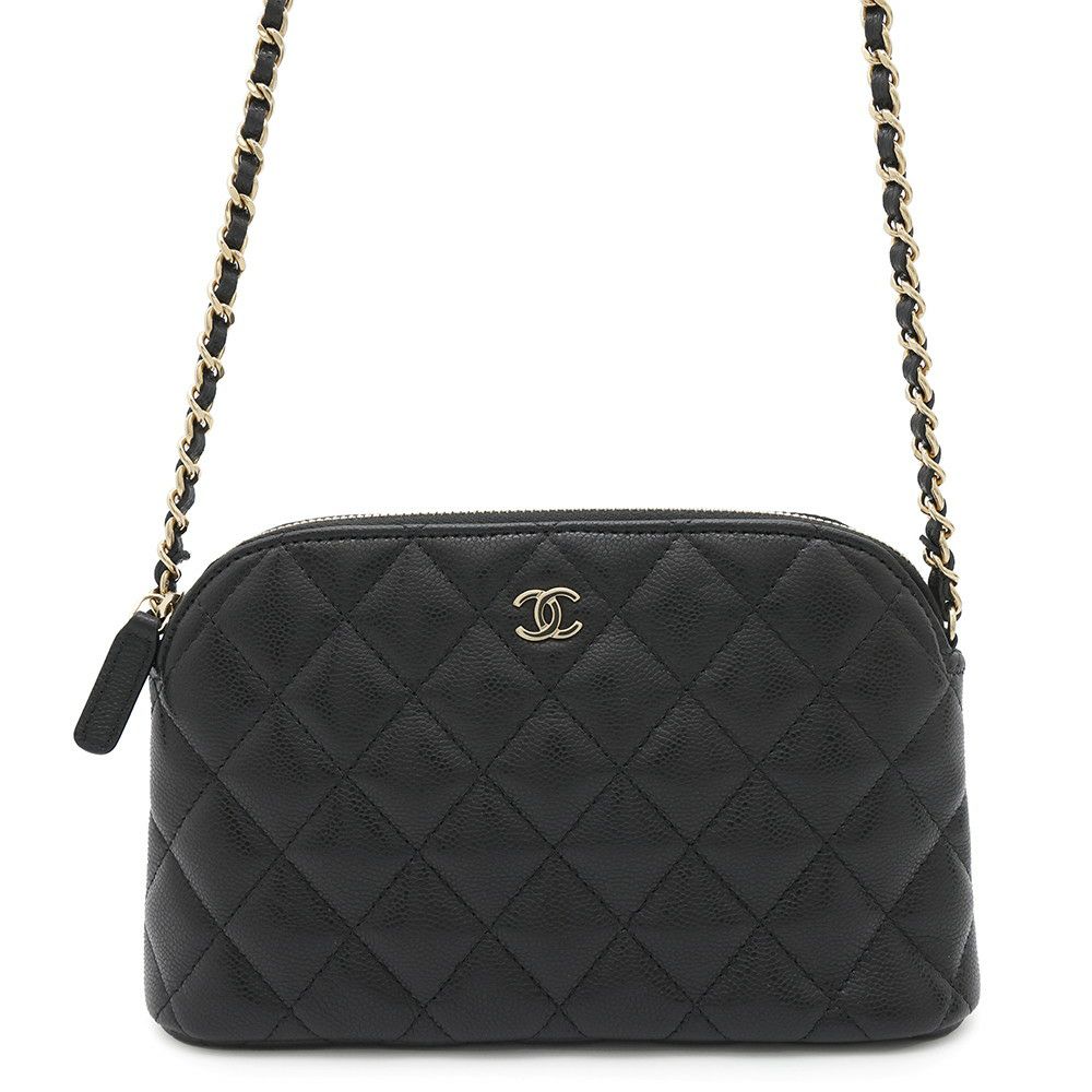 シャネル チェーンショルダーバッグ マトラッセ ココマーク キャビアスキン AP4016 CHANEL 黒
