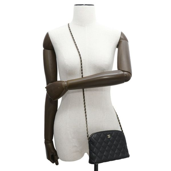 シャネル チェーンショルダーバッグ マトラッセ ココマーク キャビアスキン AP4016 CHANEL 黒