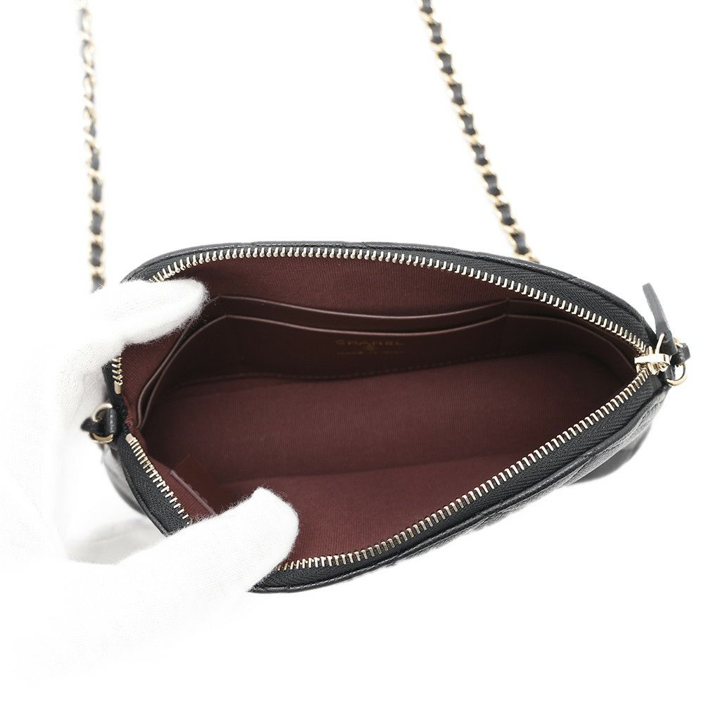 シャネル チェーンショルダーバッグ マトラッセ ココマーク キャビアスキン AP4016 CHANEL 黒