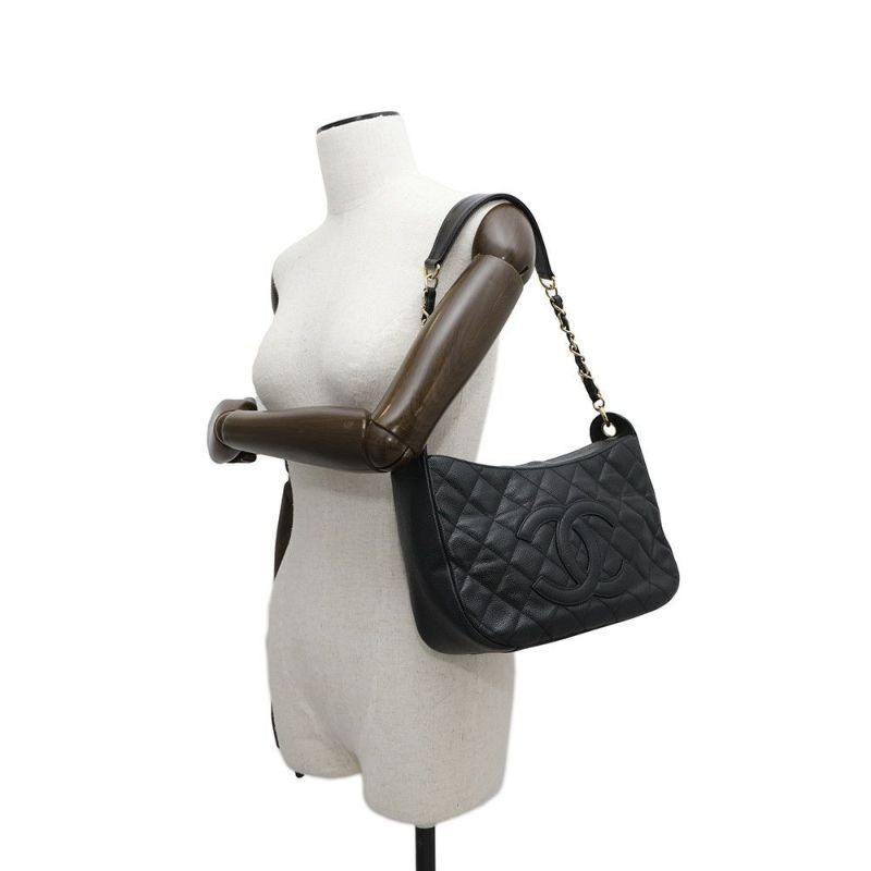 シャネル チェーンショルダーバッグ マトラッセ ココマーク キャビアスキン A20993 CHANEL ワンショルダー 黒