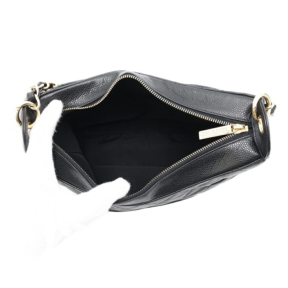 シャネル チェーンショルダーバッグ マトラッセ ココマーク キャビアスキン A20993 CHANEL ワンショルダー 黒