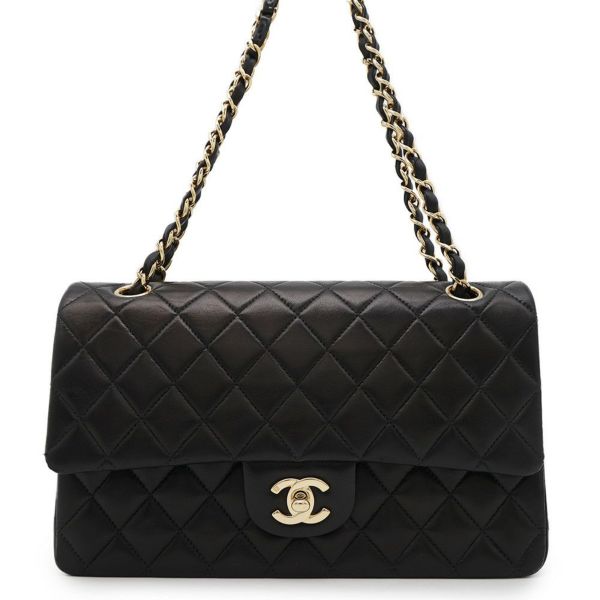 シャネル チェーンショルダーバッグ マトラッセ25 ココマーク ダブルチェーン ラムスキン A01112 CHANEL 黒