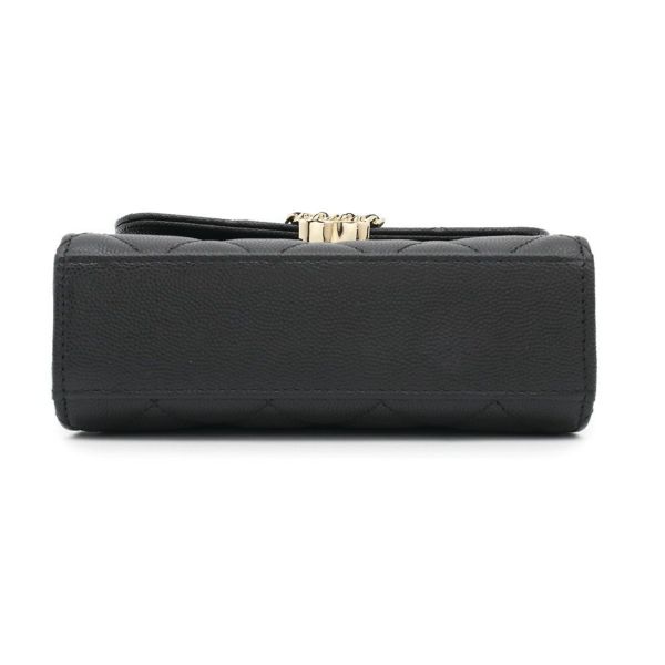 シャネル チェーンショルダーバッグ トップハンドル チェーンクラッチ マトラッセ ココマーク キャビアスキン AP3237 黒