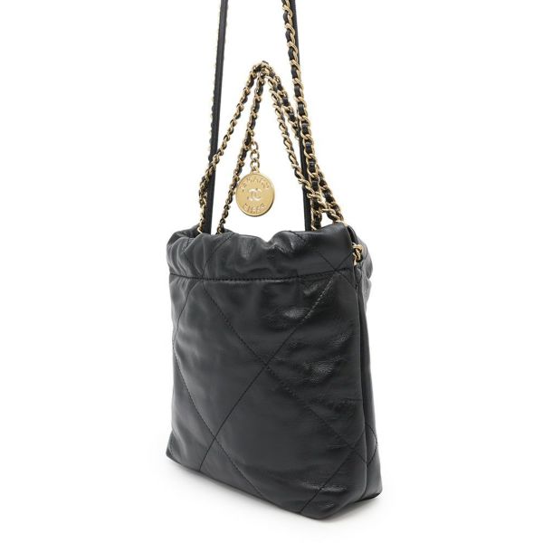 シャネル ハンドバッグ CHANEL 22 ミニ ココマーク シャイニーカーフレザー AS3980 CHANEL 2wayショルダーバッグ 黒