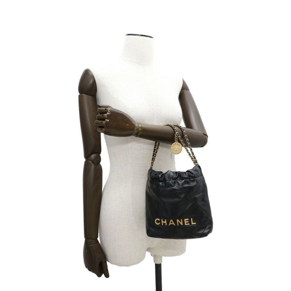 シャネル ハンドバッグ CHANEL 22 ミニ ココマーク シャイニーカーフレザー AS3980 CHANEL 2wayショルダーバッグ 黒