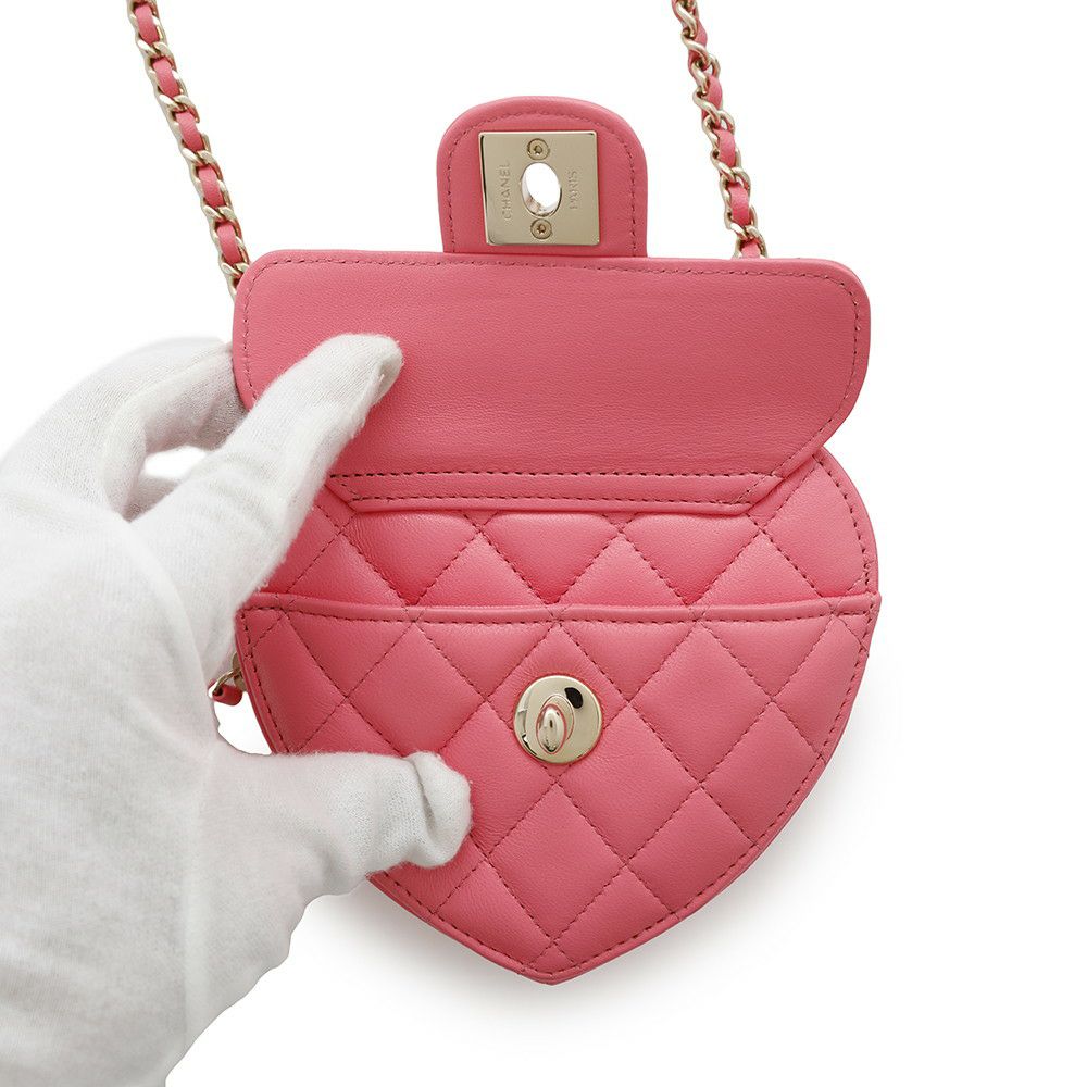 シャネル チェーンショルダーバッグ マトラッセ ココマーク ラムスキン AP2784 CHANEL ポシェット ハート