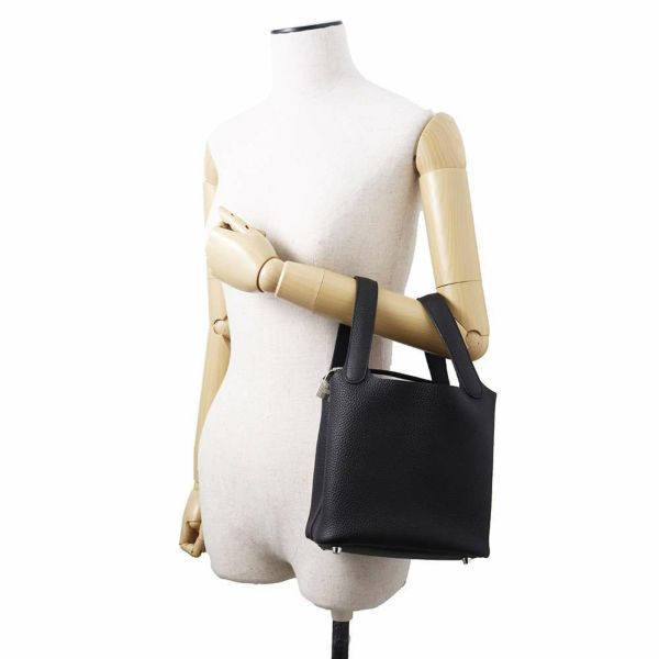 エルメス ハンドバッグ ピコタンロックPM ブラック/シルバー金具