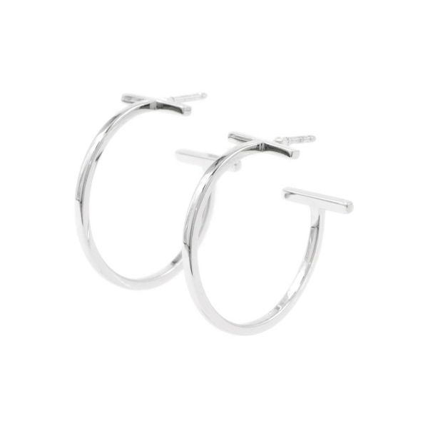 ティファニー ピアス Tフープ Tワイヤー K18WGホワイトゴールド 66964086 Tiffany&Co. ジュエリー