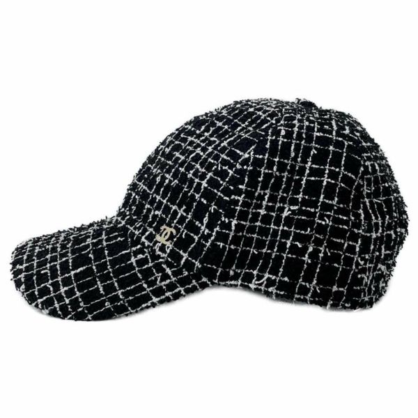 シャネル キャップ ベースボール ツイード ココマーク AA9468 CHANEL 帽子 黒 白
