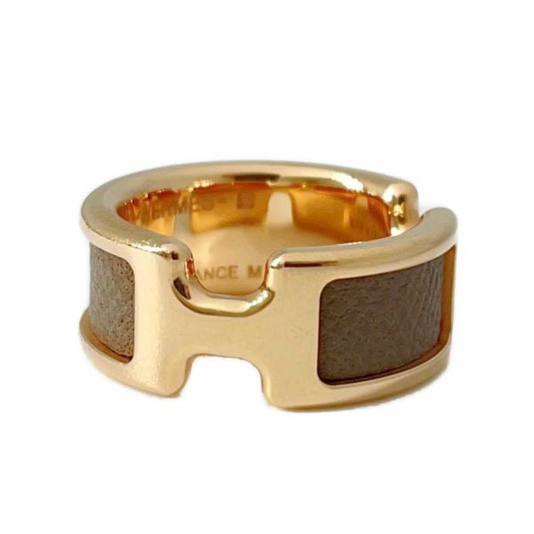 エルメス リング オランプ エトゥープ/ゴールド金具 ヴォーエプソン サイズM HERMES 指輪