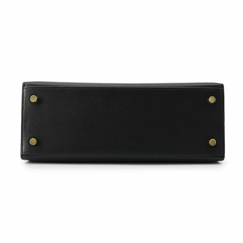 エルメス ハンドバッグ ケリー25 外縫い ブラック/ゴールド金具 エプソン U刻印 2wayショルダー 黒
