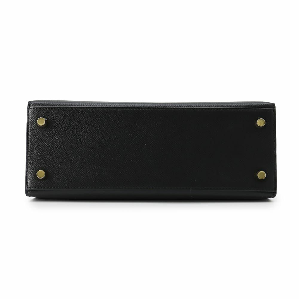 エルメス ハンドバッグ ケリー25 外縫い ブラック/ゴールド金具 エプソン U刻印 2wayショルダー 黒