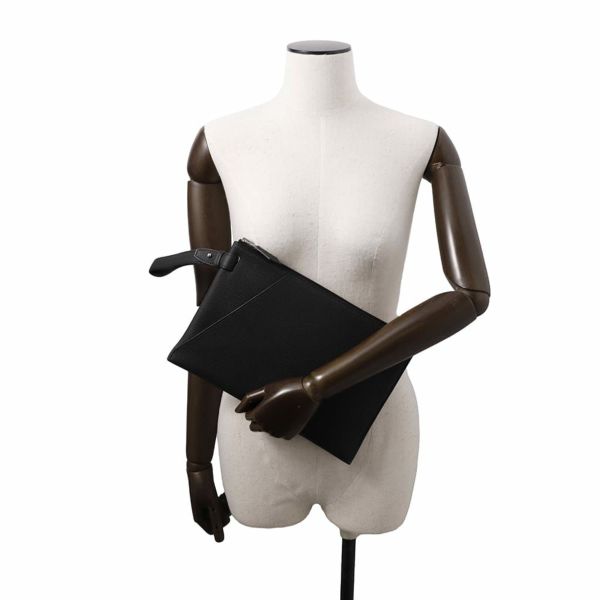 エルメス クラッチバッグ カバ ヴェルティージュ 30 ブラック/シルバー金具 トゴ Y刻印 メンズ 黒