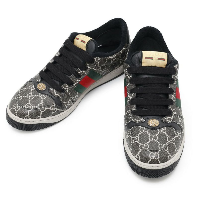グッチ スニーカー スクリーナー GGスプリーム メンズサイズ9 1/2 763525 GUCCI 靴 黒