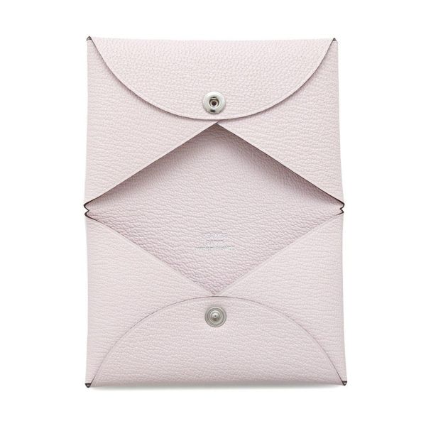 エルメス カードケース カルヴィ モーヴペール/シルバー金具 シェブルミゾル W刻印 HERMES 名刺入れ シェーブル