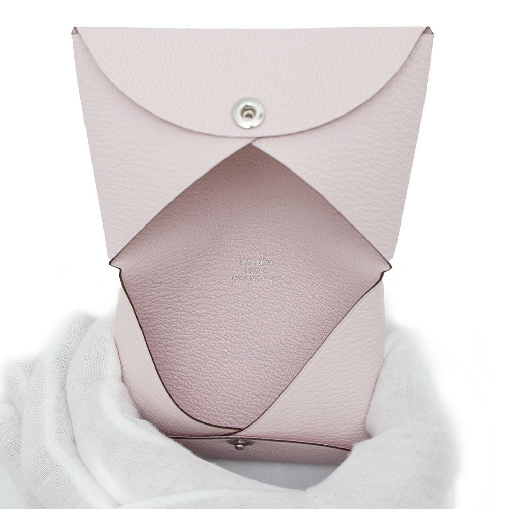 エルメス カードケース カルヴィ モーヴペール/シルバー金具 シェブルミゾル W刻印 HERMES 名刺入れ シェーブル