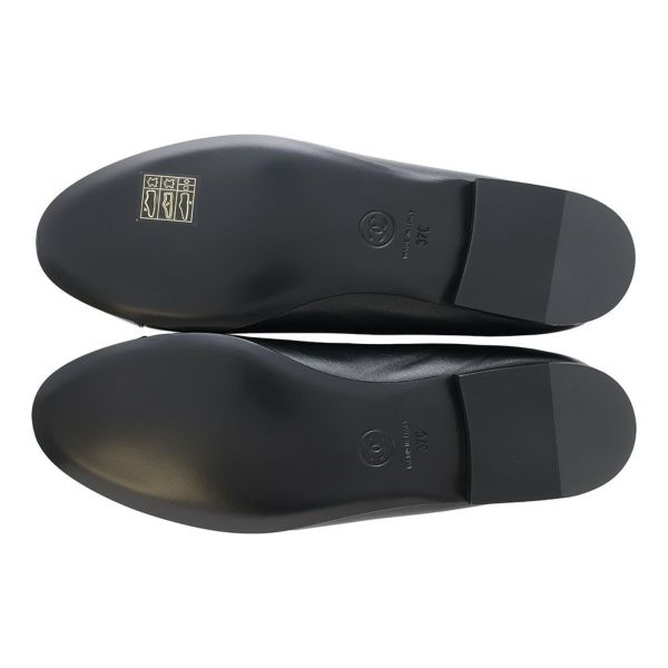 シャネル フラットシューズ バレリーナシューズ リボン ココマーク ラムスキン パテント G02819 レディースサイズ37C CHANEL 黒