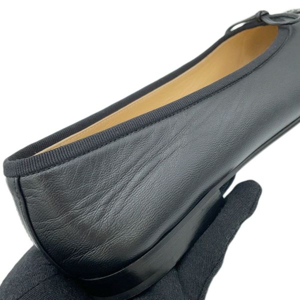 シャネル フラットシューズ バレリーナシューズ リボン ココマーク ラムスキン パテント G02819 レディースサイズ37C CHANEL 黒