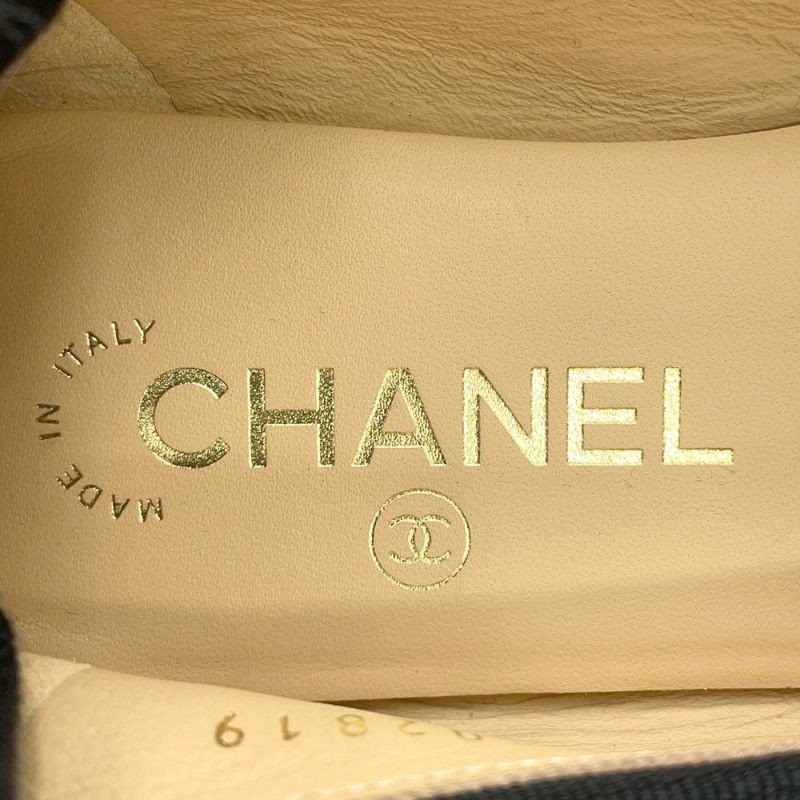 シャネル フラットシューズ バレリーナシューズ リボン ココマーク ラムスキン パテント G02819 レディースサイズ37C CHANEL 黒