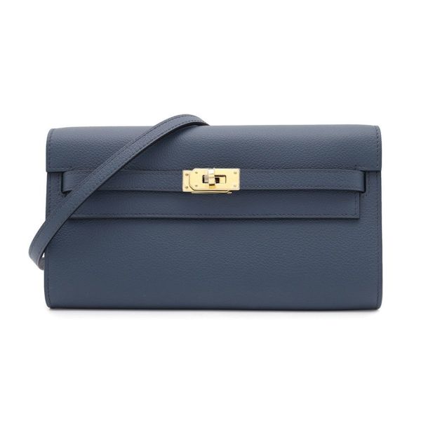 エルメス ケリーウォレット ロング トゥーゴー ブルードプリュス/ゴールド金具 エバーカラー W刻印 財布