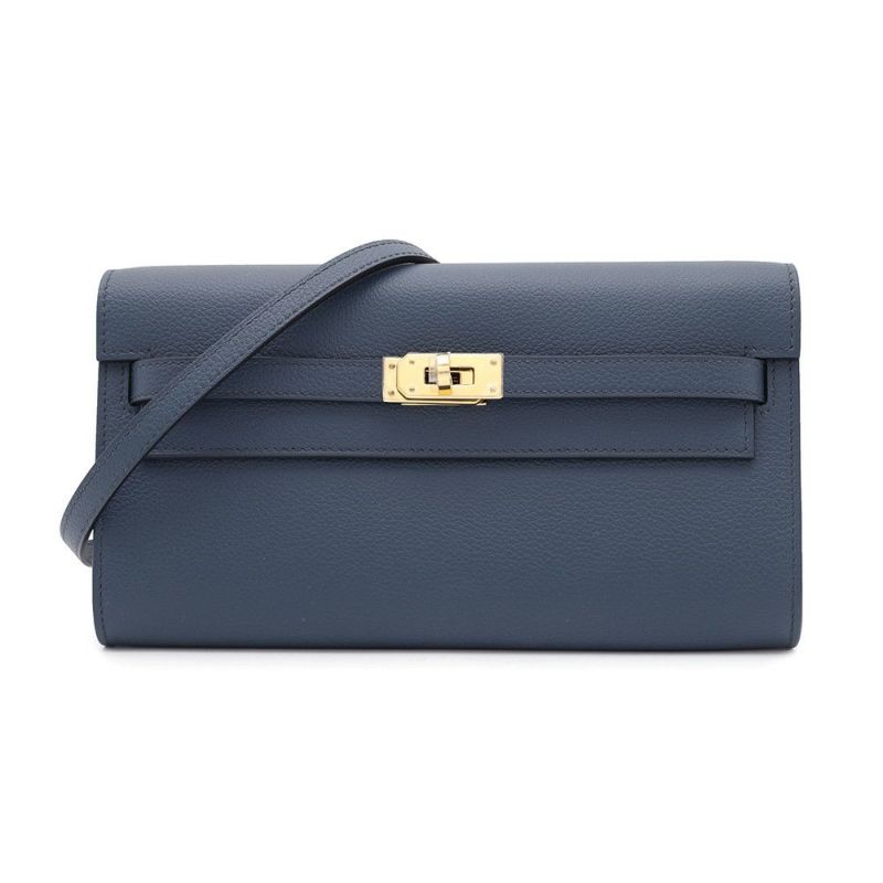 エルメス ケリーウォレット ロング トゥーゴー ブルードプリュス/ゴールド金具 エバーカラー W刻印 財布