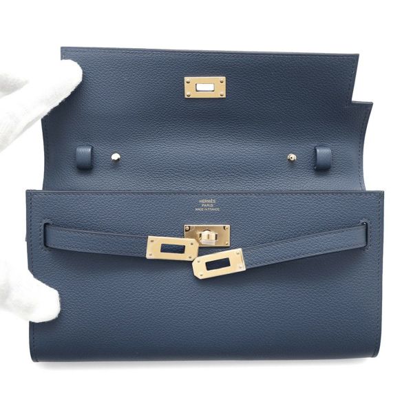 エルメス ケリーウォレット ロング トゥーゴー ブルードプリュス/ゴールド金具 エバーカラー W刻印 財布