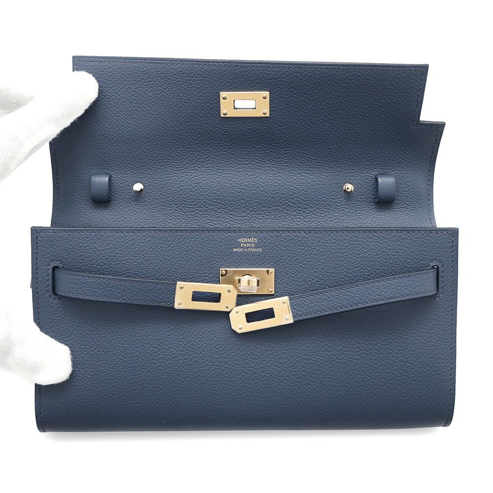 エルメス ケリーウォレット ロング トゥーゴー ブルードプリュス/ゴールド金具 エバーカラー W刻印 財布