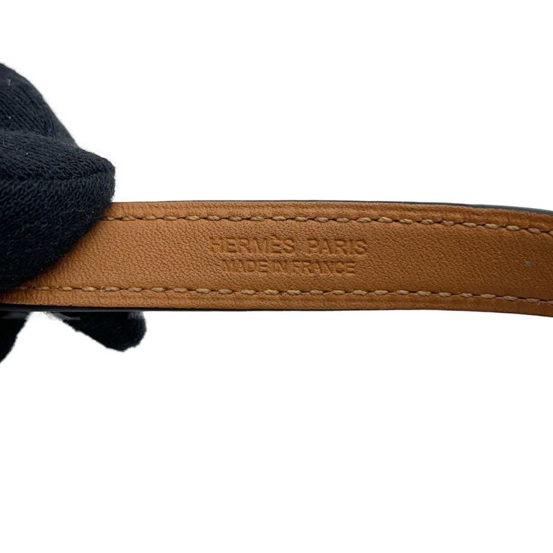 エルメス ブレスレット リヴァル ドゥブルトゥール ブラック/シルバー金具 レザー サイズS A刻印 黒