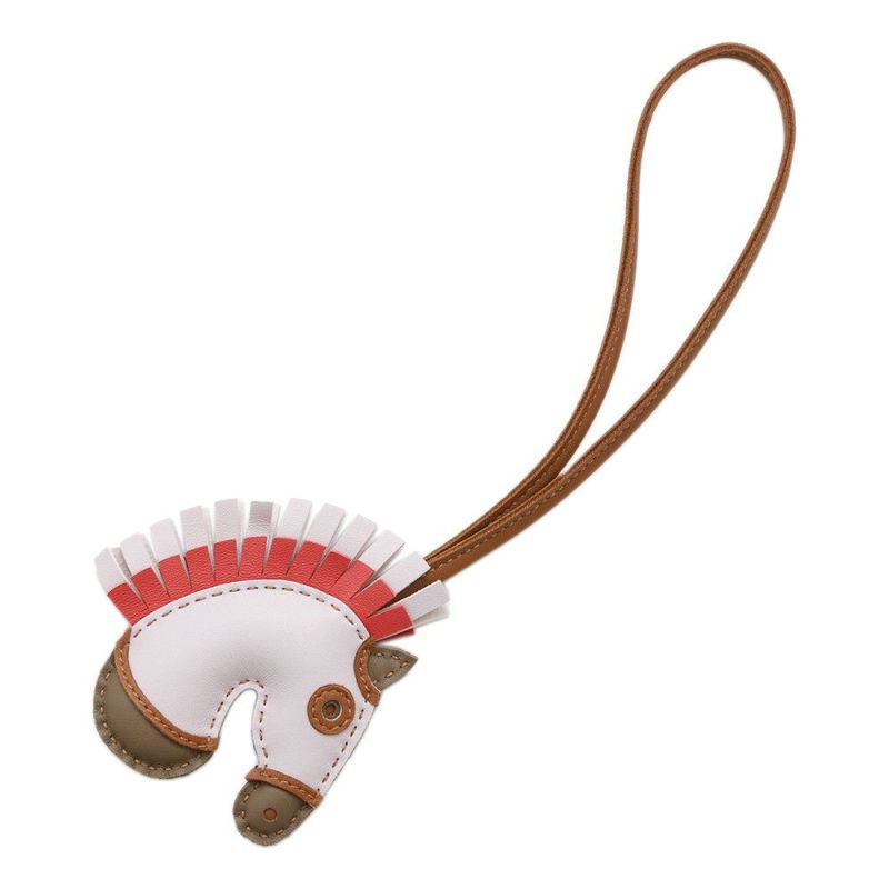 エルメス バッグチャーム ジージー カマイユ モーヴペール/ローズテキサス/エトゥープ/ゴールド ラムスキン B刻印