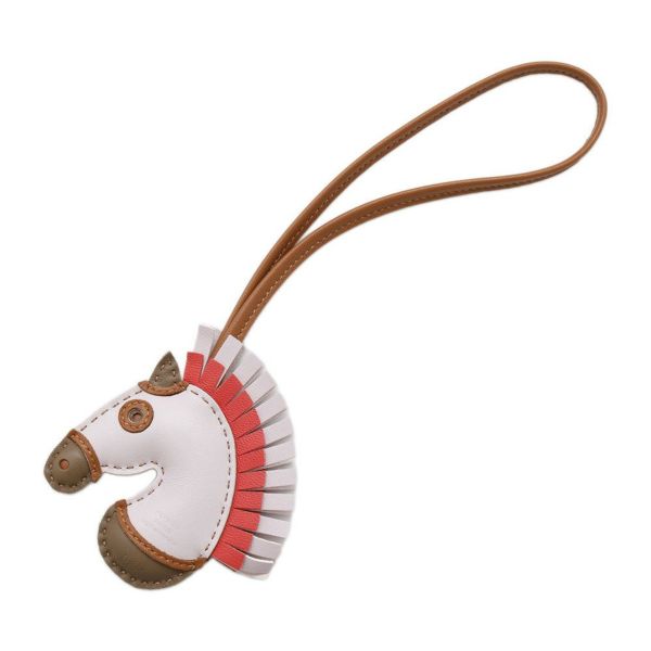 エルメス バッグチャーム ジージー カマイユ モーヴペール/ローズテキサス/エトゥープ/ゴールド ラムスキン B刻印