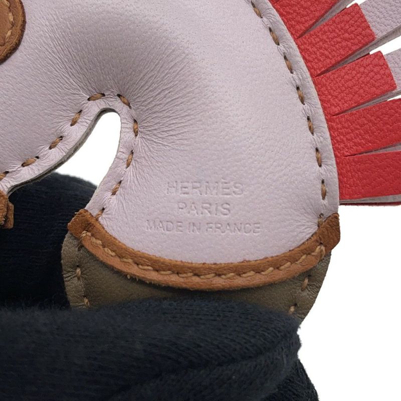 エルメス バッグチャーム ジージー カマイユ モーヴペール/ローズテキサス/エトゥープ/ゴールド ラムスキン B刻印