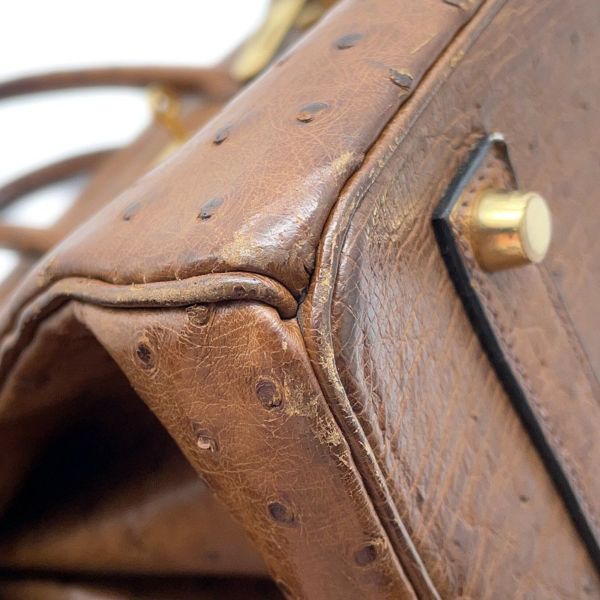 エルメス バーキン35 ブラウン/ゴールド金具 オーストリッチ □C刻印 HERMES Birkin ハンドバッグ