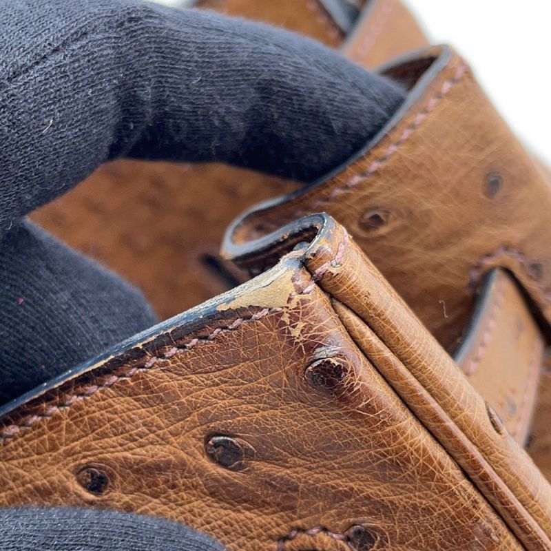 エルメス バーキン35 ブラウン/ゴールド金具 オーストリッチ □C刻印 HERMES Birkin ハンドバッグ