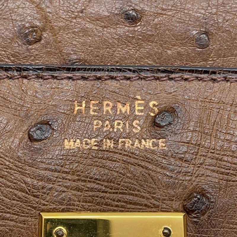 エルメス バーキン35 ブラウン/ゴールド金具 オーストリッチ □C刻印 HERMES Birkin ハンドバッグ
