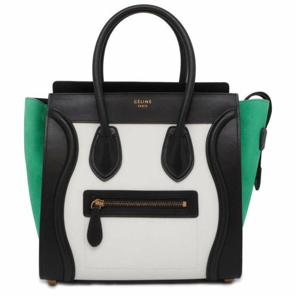 セリーヌ ハンドバッグ ラゲージマイクロショッパー レザー ヌバック 167793 CELINE バッグ 黒 白